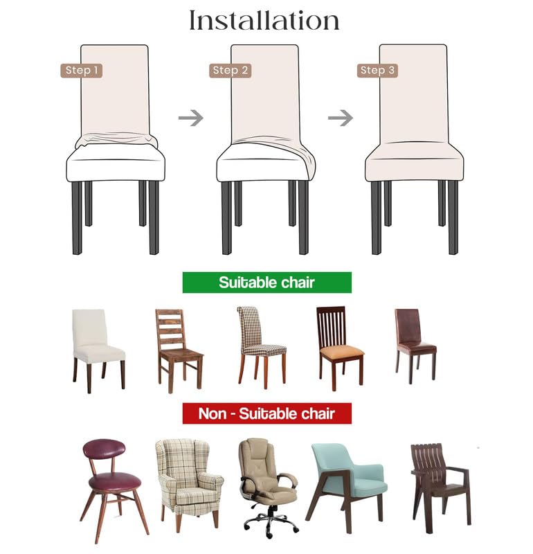 Dining Chair Covers, Removable Washable Elastic Self Jacquard Dining Chair Covers (Set of 6, Botanical Teal Blue)