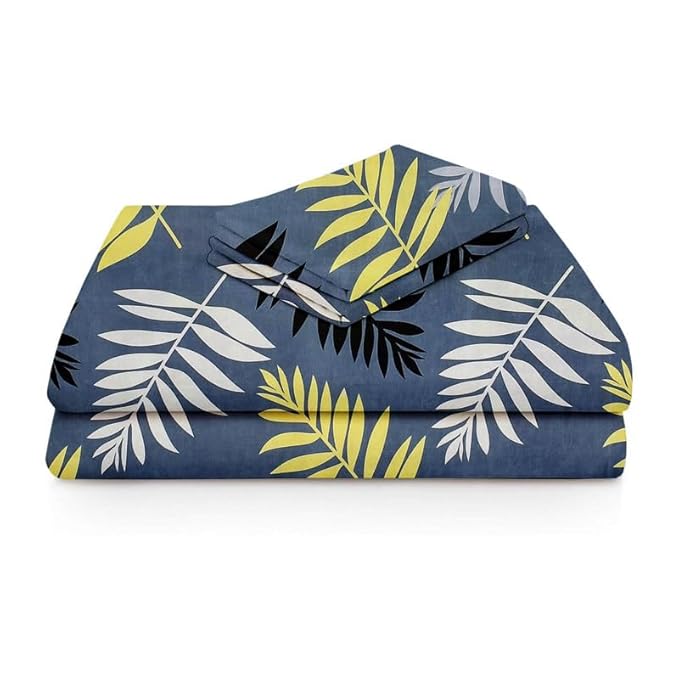 BAPA SITARAM CRAETION Double Floral Bedsheet with 2 Pillow Covers (86 X 88 Inch, Grey & Black & White)