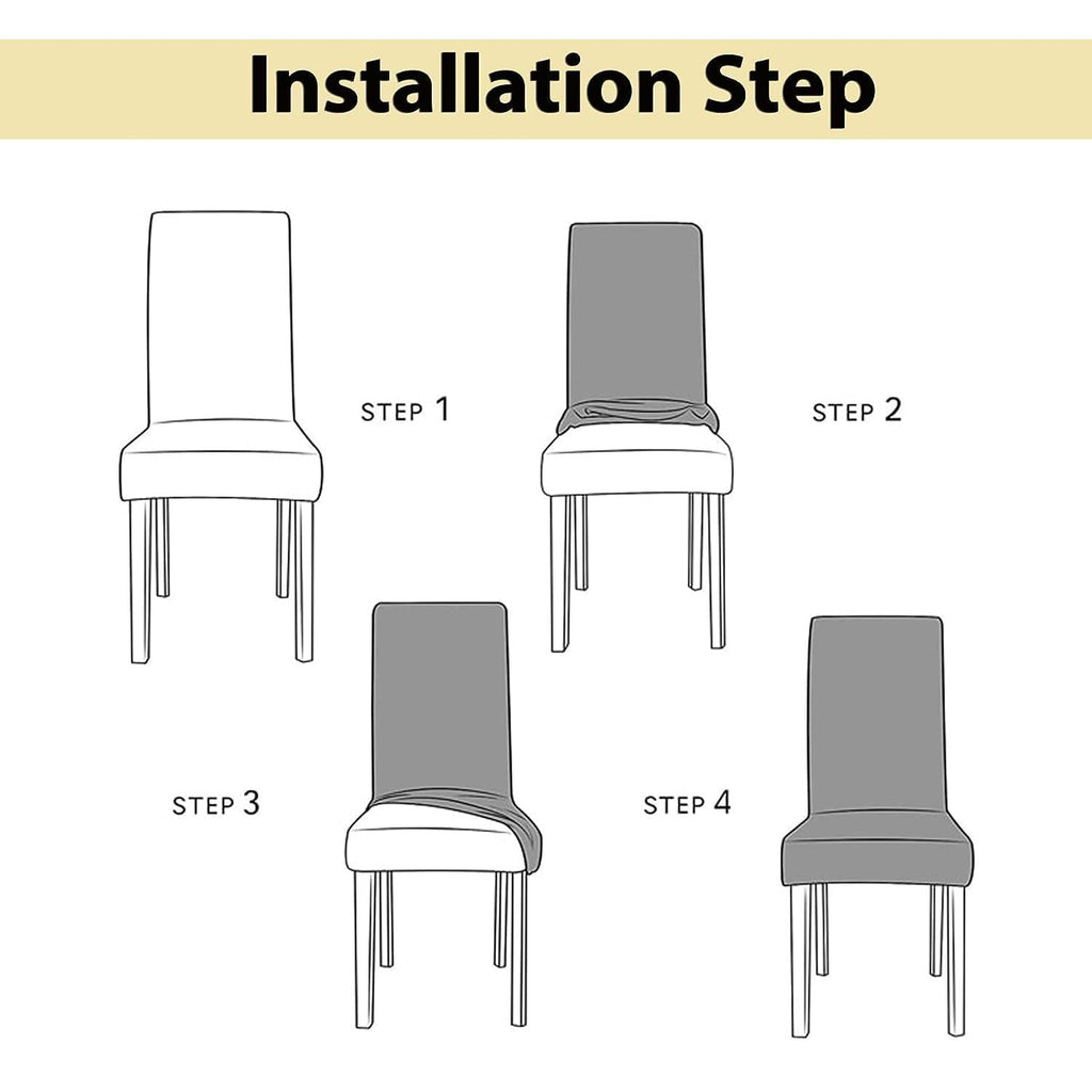 Spandex Printed Chair Cover Stretch Removable Washable (Beige Diamond, Pack of 4)