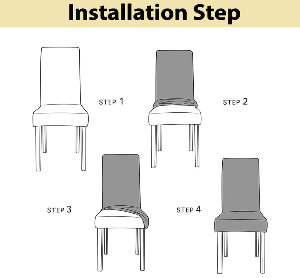 House of Quirk Elastic Chair Cover Stretch Removable Washable (Pack 4, Beige Tulip),Polyester