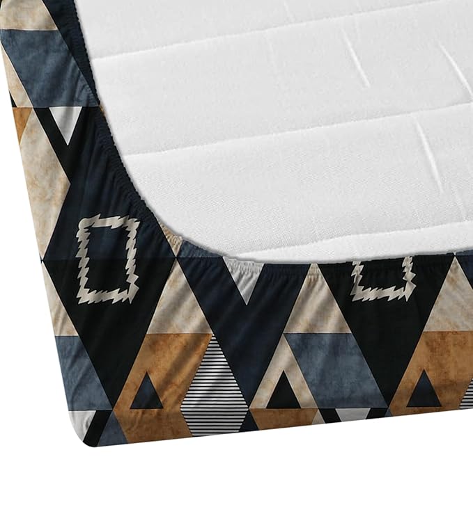 BAPA SITARAM CRAETION Glace Cotton Fitted 1 Bedsheet King Size (72x78) Cotton Feel  2 Pillow Covers (17x27)  Fits Up to 8 Mattress  200-220 TC  Printed Double Bed Sheet Set