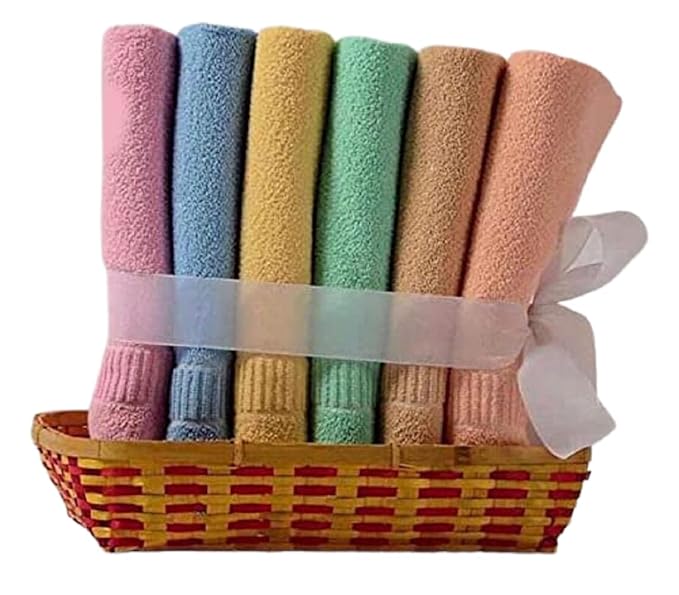 Cotton Hand Towel 450 GSM, Multicolor Ultra Soft and Super Absorbent (Set of 6)