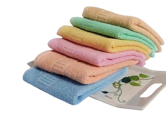 Cotton Hand Towel 450 GSM, Multicolor Ultra Soft and Super Absorbent (Set of 6)