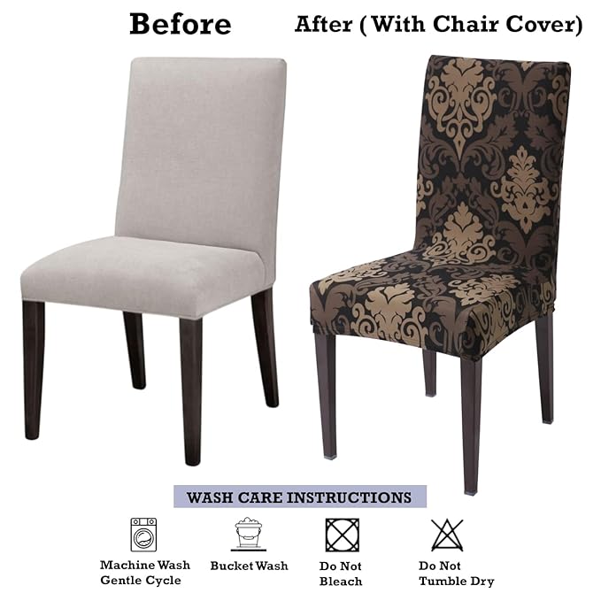 Chair Cover Set of 4 for Dining Table (Brown Mint)