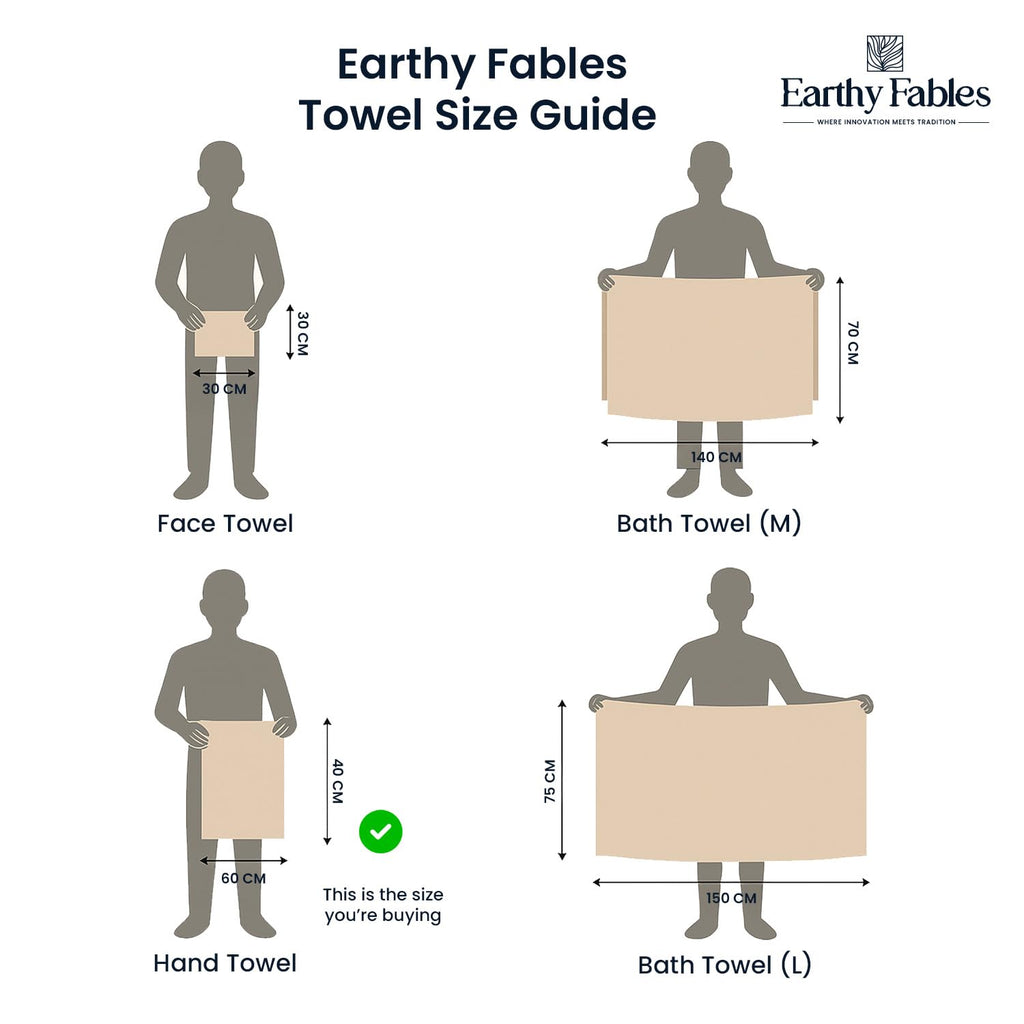 Earthy Fables Premium Hand Towels – 100% Combed Cotton, 600 GSM, Ultra Soft, Quick Dry & Highly Absorbent, for Home, Gym & Travel, 60 x 40 cm, Set of 2 (Beige)