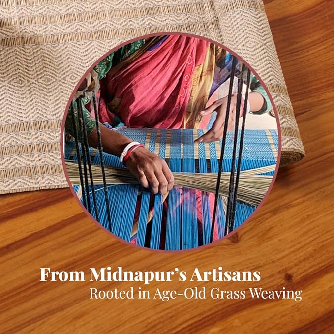 Handmade Table Runner for 4 Seater Multipurpose Natural Grass Table Runner for Dining Table, Coffee & Centre Table  Non-Slippery Heat-Resistant 12 x 60Inch  Off White