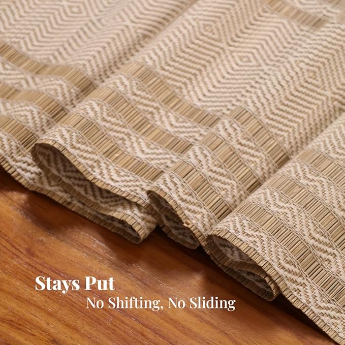 Handmade Table Runner for 4 Seater Multipurpose Natural Grass Table Runner for Dining Table, Coffee & Centre Table  Non-Slippery Heat-Resistant 12 x 60Inch  Off White