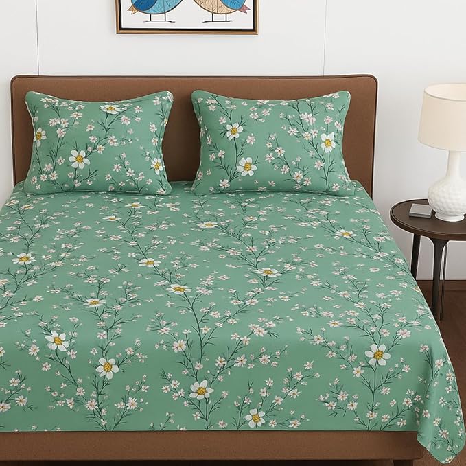 BAPA SITARAM CREATION 100% Cotton Feel Double Bed Bedsheet Set (90 x 90 Inches)