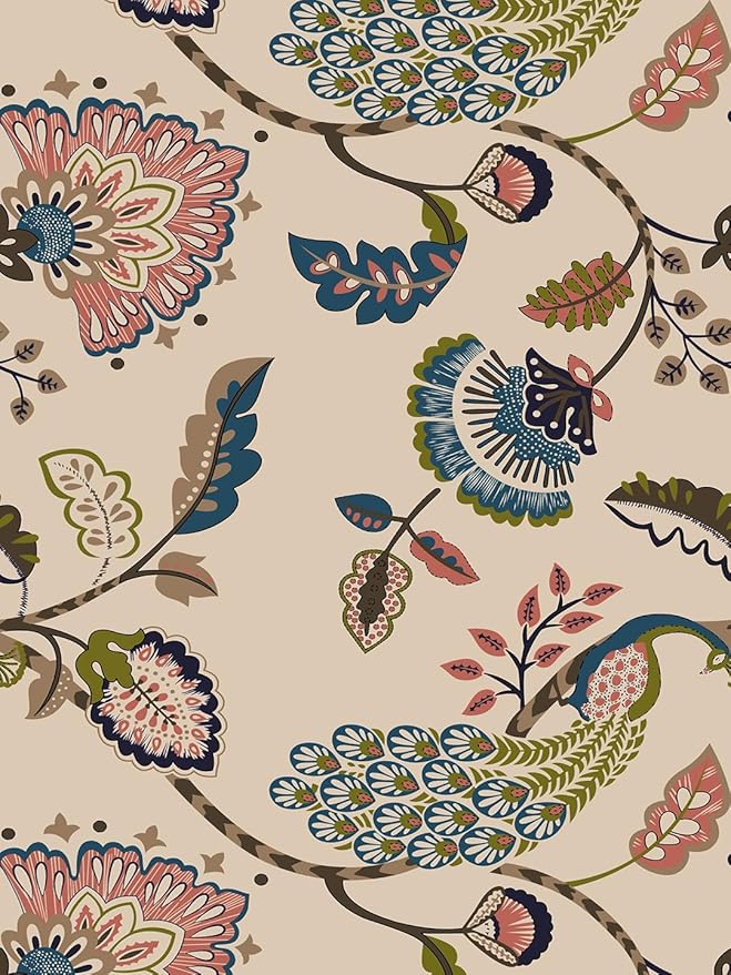 BAPA SITARAM CRAETION Cotton Feel Glace Cotton Elastic Fitted Printed King Size Double Bed Bedsheet with 2 Pillow Cover Fits Up to 8 inches Mattress Size- 72x78x10 Inches,Beige Anokhi