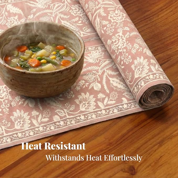 Handmade Table Runner-4 Seater Cotton Canvas Fabric Table Runner for Coffee & Centre Table  Non-Slippery  Heat-Resistant 12 x 60Inch