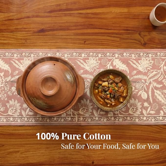 Handmade Table Runner-4 Seater Cotton Canvas Fabric Table Runner for Coffee & Centre Table  Non-Slippery  Heat-Resistant 12 x 60Inch