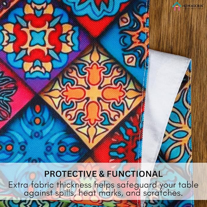 Digital Ethnic Printed Table Runner Double Layered – Premium Fabric, Elegant Home & Dining Table Décor (13x60 Inches)
