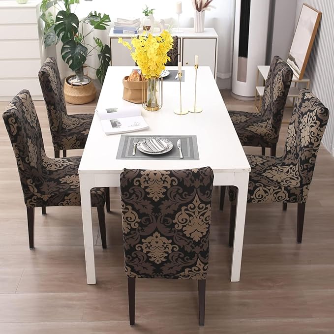 Chair Cover Set of 4 for Dining Table (Brown Mint)