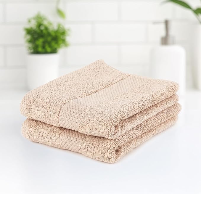 Earthy Fables Premium Hand Towels – 100% Combed Cotton, 600 GSM, Ultra Soft, Quick Dry & Highly Absorbent, for Home, Gym & Travel, 60 x 40 cm, Set of 2 (Beige)