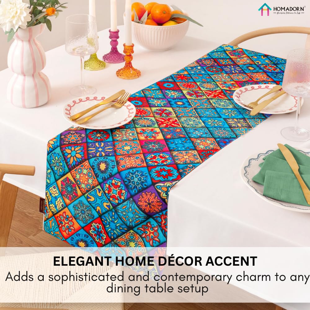 Digital Ethnic Printed Table Runner Double Layered – Premium Fabric, Elegant Home & Dining Table Décor (13x60 Inches)