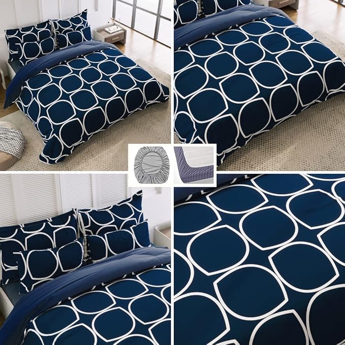 BAPA SITARAM CREATION Supersoft Cotton Feel Glace Cotton Elastic Fitted Printed Queen Size Double Bed Bedsheet wih 2 Pillow Cover (60x78, Cadet Blue)