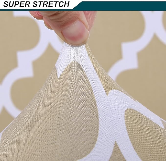 Spandex Printed Chair Cover Stretch Removable Washable (Beige Diamond, Pack of 4)