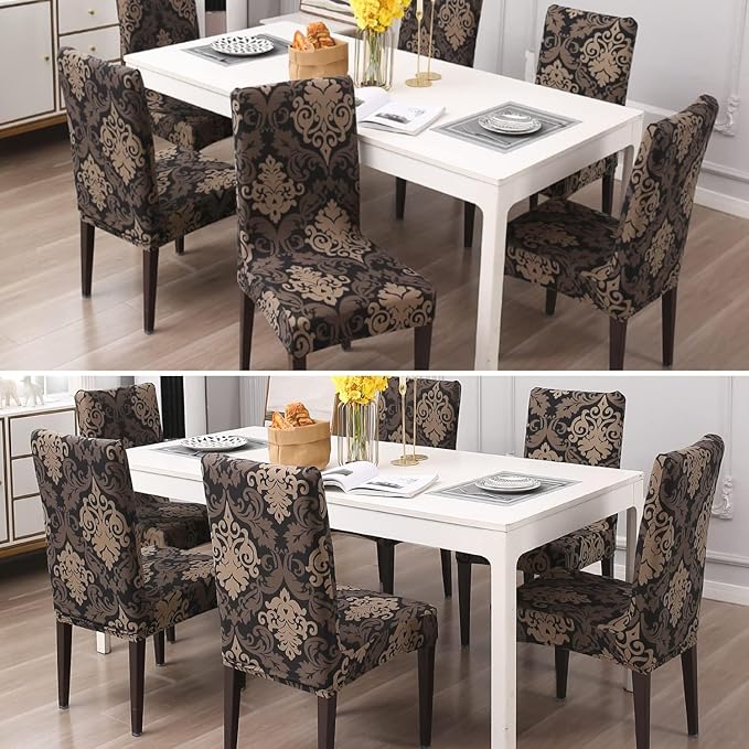 Chair Cover Set of 4 for Dining Table (Brown Mint)