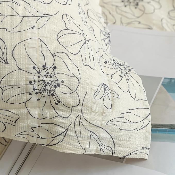 BAPA SITARAM CRAETION King Size Bedsheet  Cloud Cotton Flatsheet King Size with Two Pillow Covers  300 TC  Super Soft Bed Sheet for King Size Bed  Floral Design (270 x 250 cm, Off White & Grey)