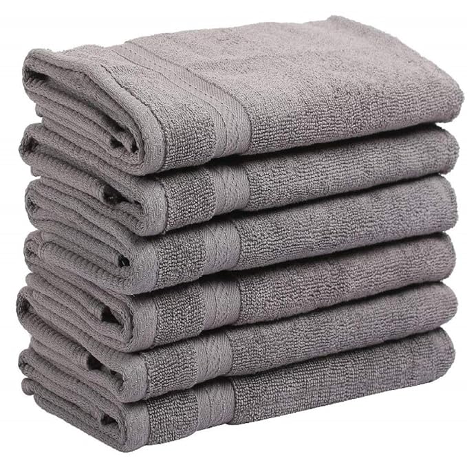 Luxury 500 GSM Hand Towel Napkin Set -6pc, Premium Cotton, Double Stitched, High Absorbent Grey