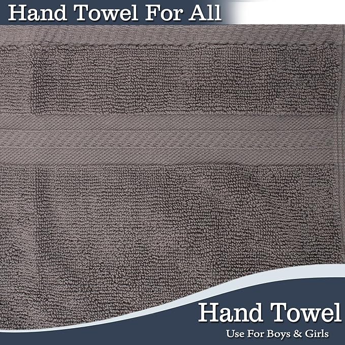 Luxury 500 GSM Hand Towel Napkin Set -6pc, Premium Cotton, Double Stitched, High Absorbent Grey