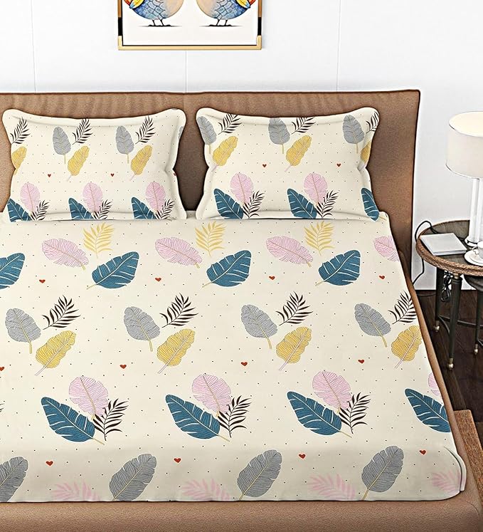 BAPA SITARAM CREATION 100% Cotton Feel Double Bed Bedsheet Set (90 x 90 Inches)