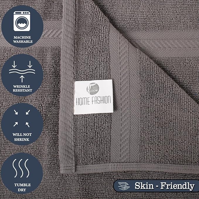 Luxury 500 GSM Hand Towel Napkin Set -6pc, Premium Cotton, Double Stitched, High Absorbent Grey