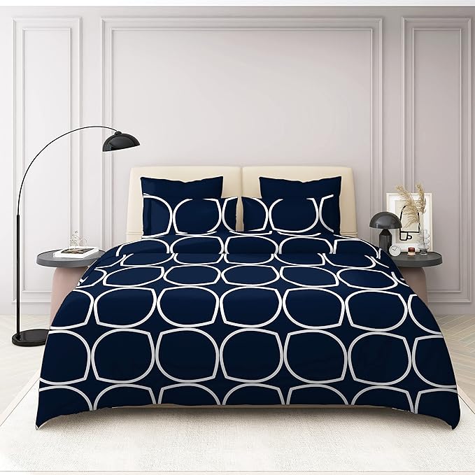 BAPA SITARAM CREATION Supersoft Cotton Feel Glace Cotton Elastic Fitted Printed Queen Size Double Bed Bedsheet wih 2 Pillow Cover (60x78, Cadet Blue)