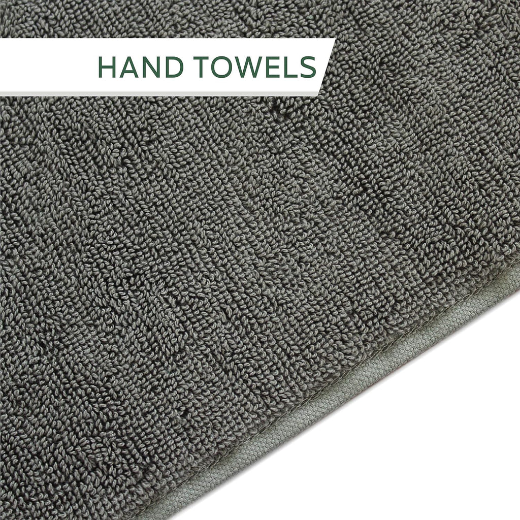 Bamboo Hand Towel  Ultra Absorbent & Anti-Bacterial  3X Softer Than Cotton Towels  65 X 40 cm - 600 GSM  Pack of 2 - Blue, Grey